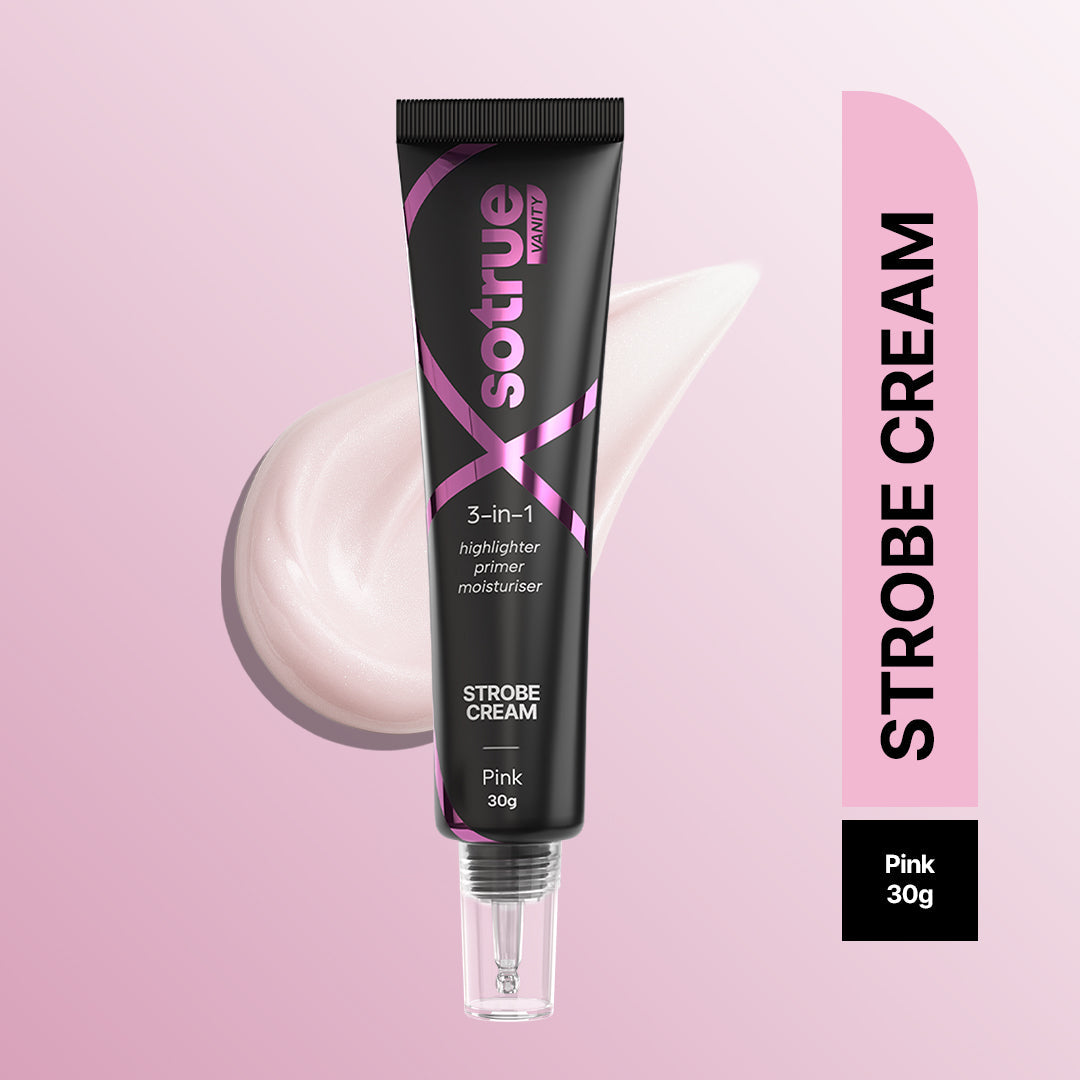 Sotrue 3-in-1 Illuminating Strobe Cream in Pink, 30g tube, dewy highlighter primer and moisturiser