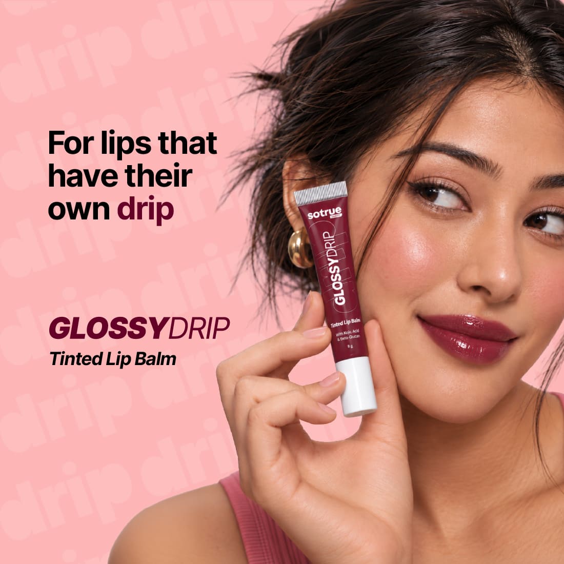 Sotrue Glossy Drip Tinted Lip Balm | Juicy Glossy Finish & Lip-Hydration | Non-Sticky Lip Balm for Pigmented, Dry, Chapped Lips