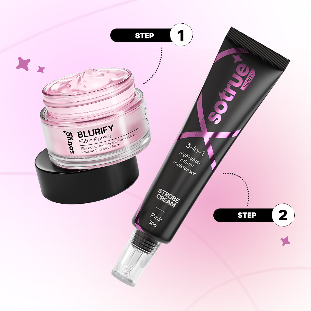 Prep & Glow Combo | Primer + Strobe Cream (Pink)