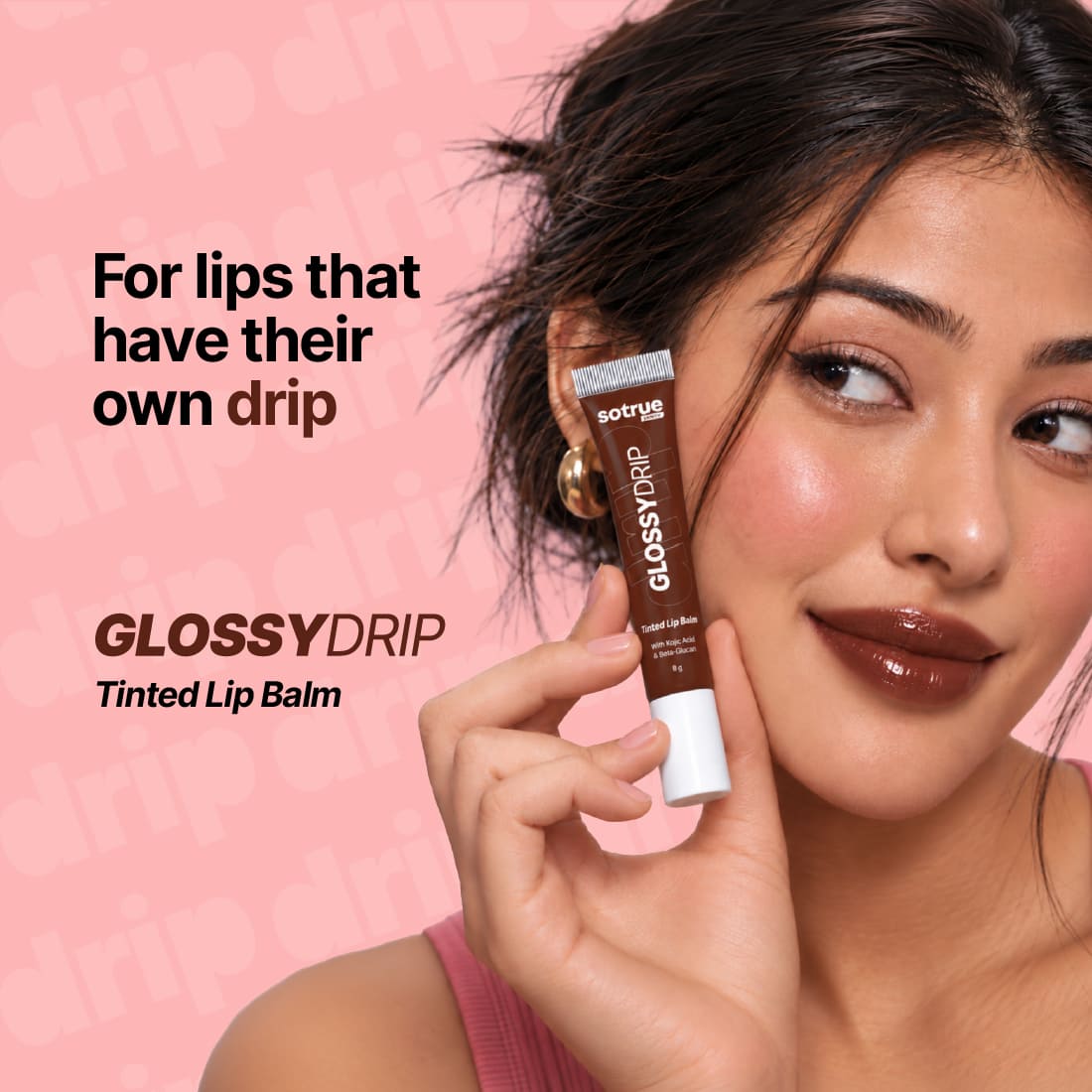 Sotrue Glossy Drip Tinted Lip Balm | Juicy Glossy Finish & Lip-Hydration | Non-Sticky Lip Balm for Pigmented, Dry, Chapped Lips