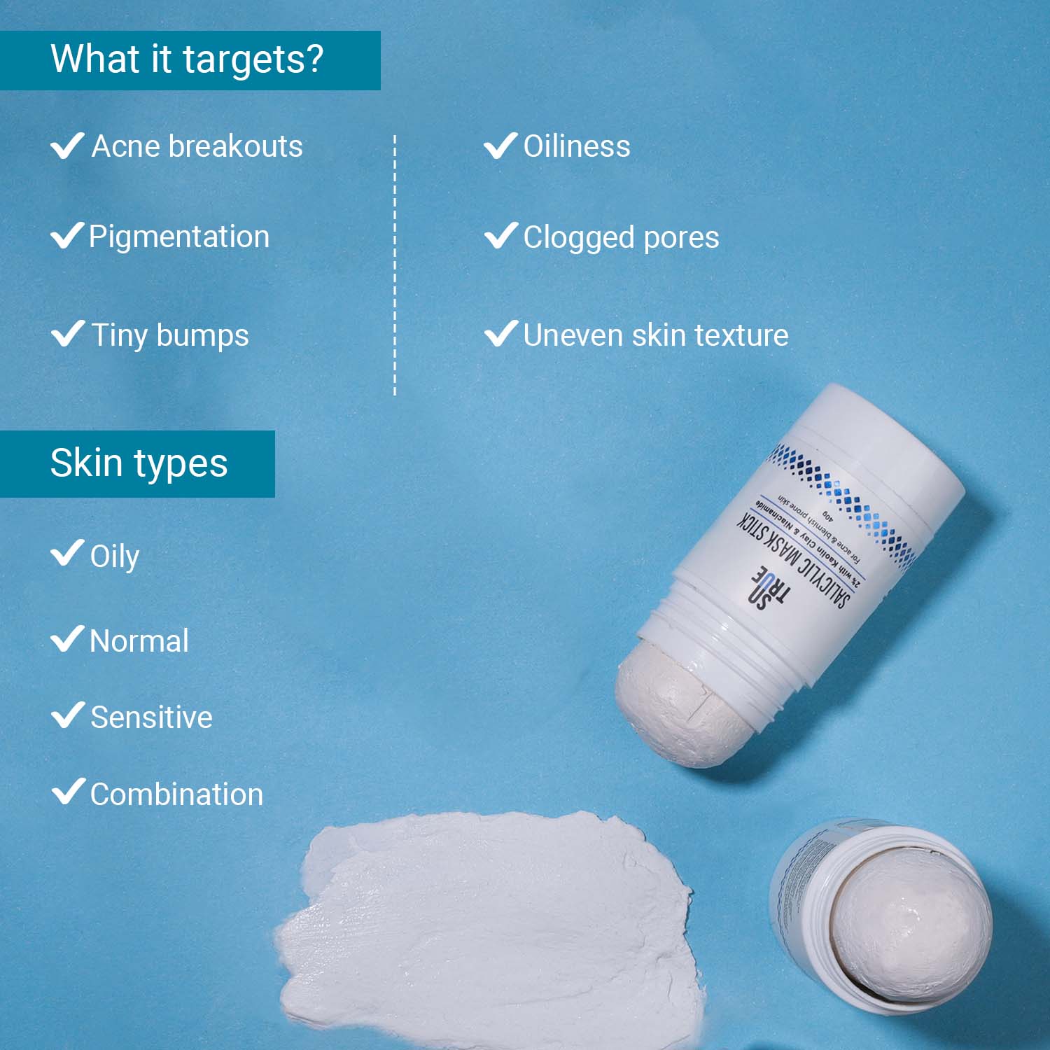 2% Salicylic Acid Face Mask Stick with Kaolin Clay 40 g