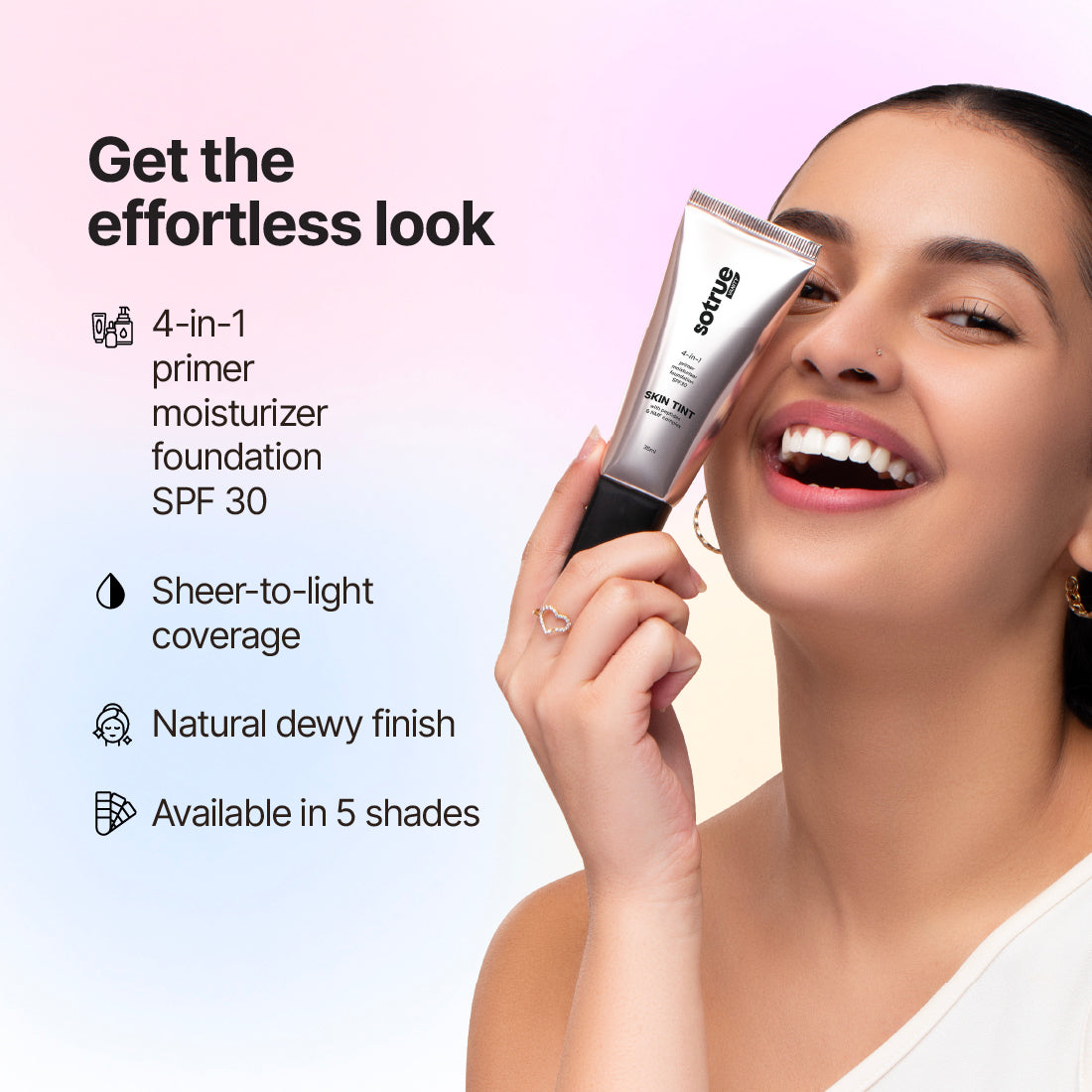Sotrue Glow-up Combo | Blurify Filter Primer + 4-in-1 Skin Tint + Strobe Cream + Dark Spell Kohl Kajal