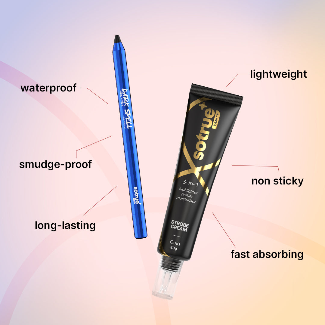 Glow & Define Combo | Strobe Cream & Kohl Pencil | Gold