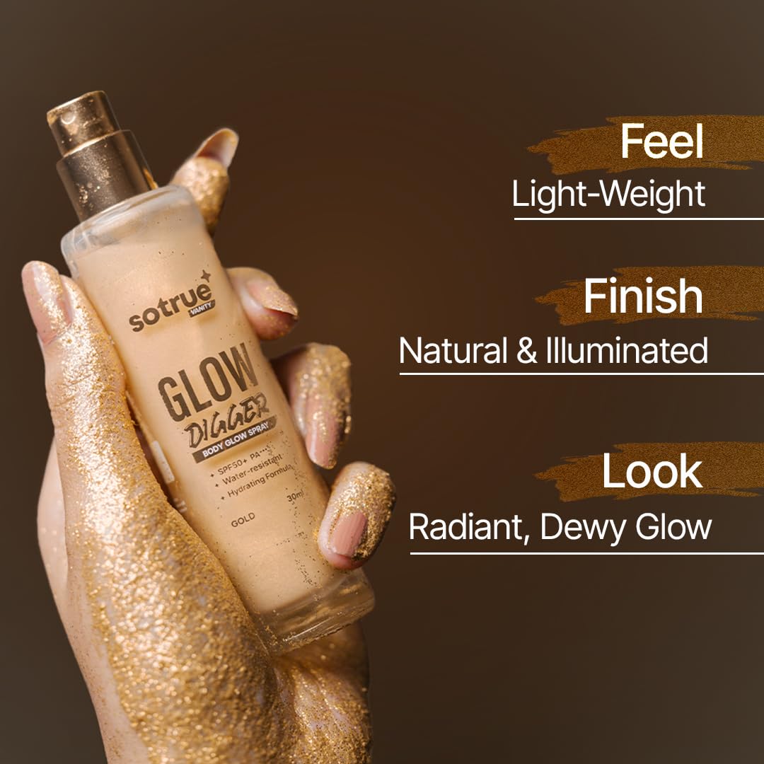 Glow Digger Body Glow Spray | SPF 50+ PA+++ | Instant Radiant Shine | 30ml