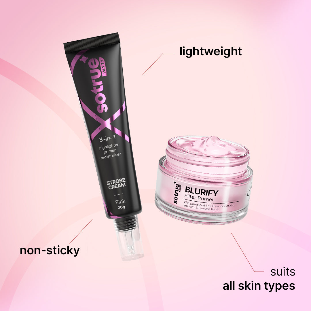 Prep & Glow Combo | Primer + Strobe Cream (Pink)