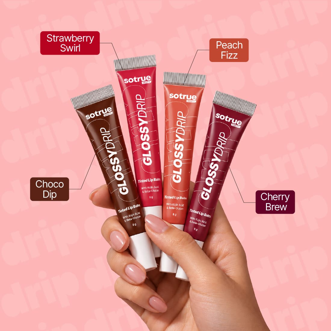 Sotrue Glossy Drip Tinted Lip Balm | Juicy Glossy Finish & Lip-Hydration | Non-Sticky Lip Balm for Pigmented, Dry, Chapped Lips