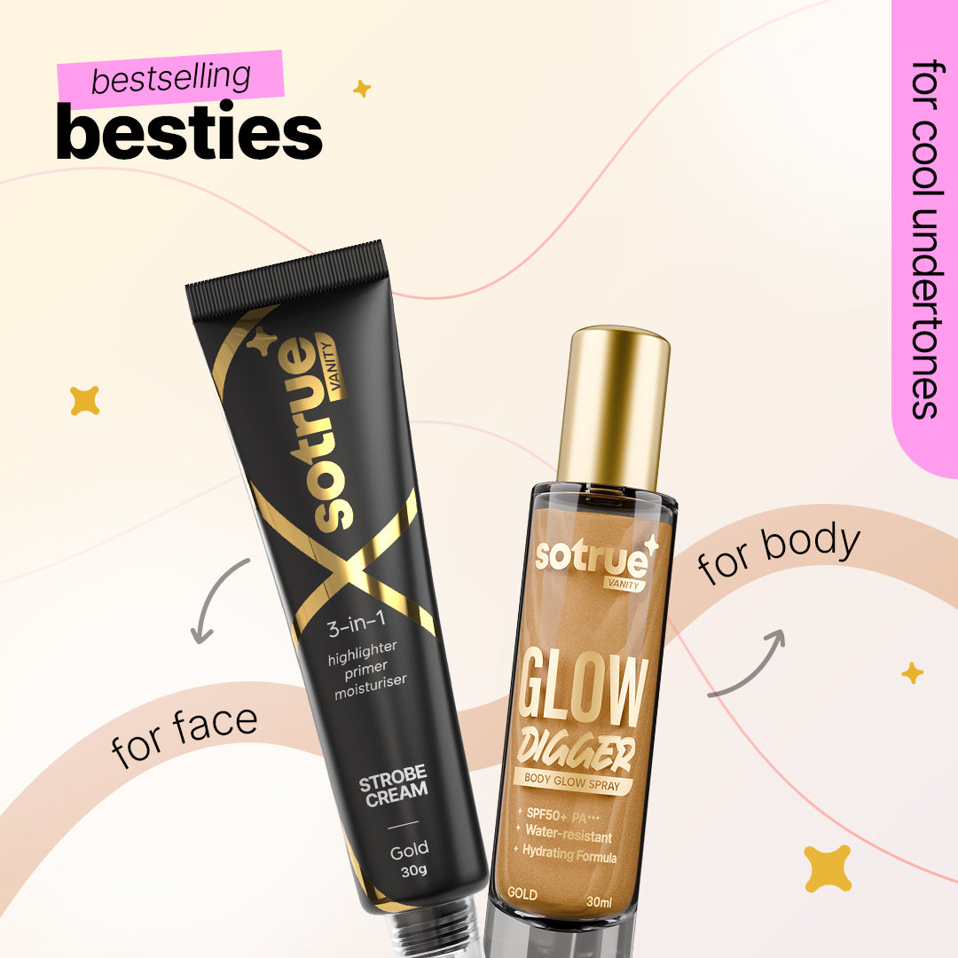 Face & Body Glow Combo | Gold Strobe Cream & Body Glow Spray