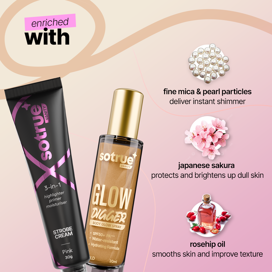 Face & Body Glow Combo | Pink Strobe Cream & Body Glow Spray