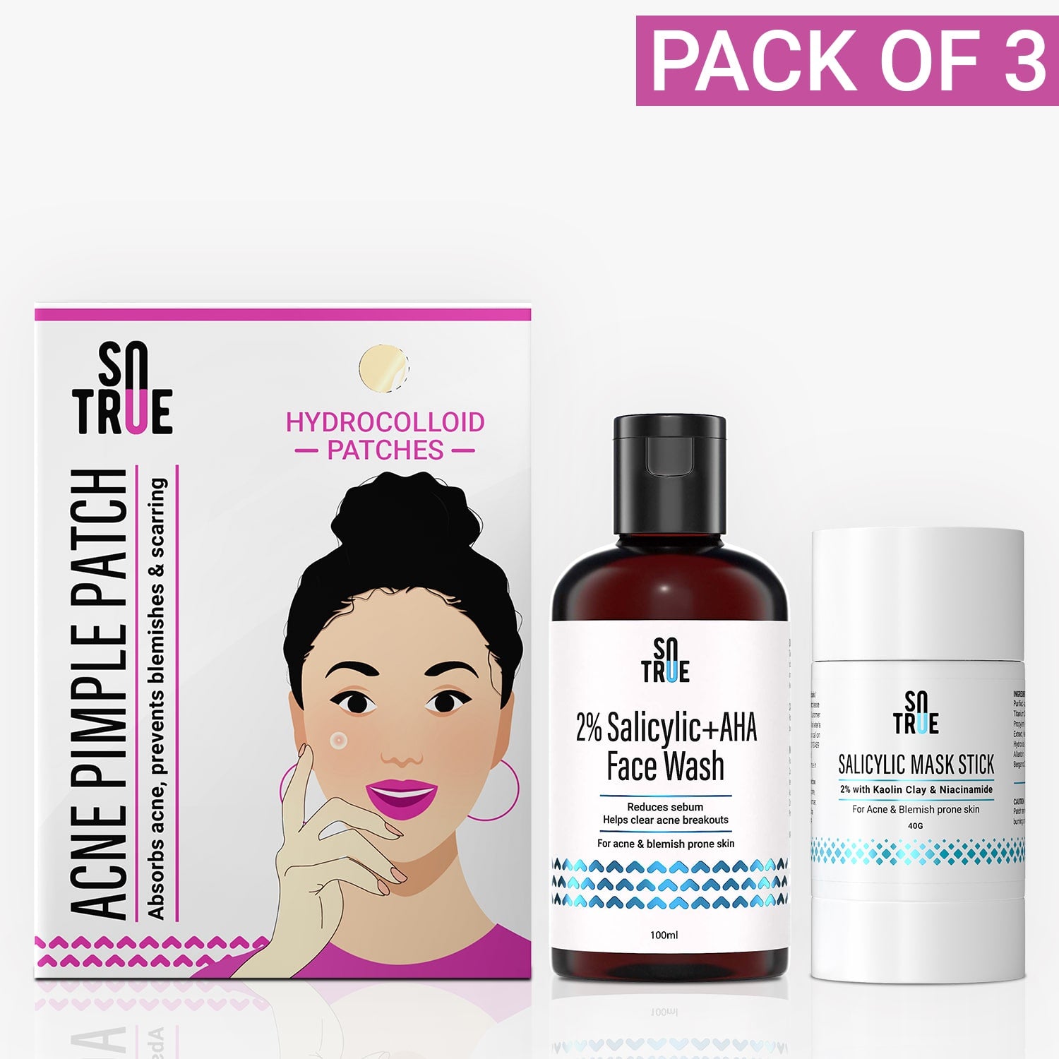 Acne Expert Kit | Acne Pimple Patch (2% Salicylic Acid & AHA Facewash, Salicylic Acid Mask Stick)