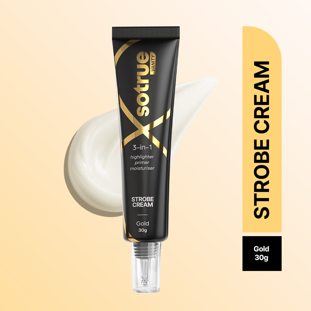Sotrue 3-in-1 Illuminating Strobe Cream in Gold, 30g tube, primer highlighter moisturiser in one