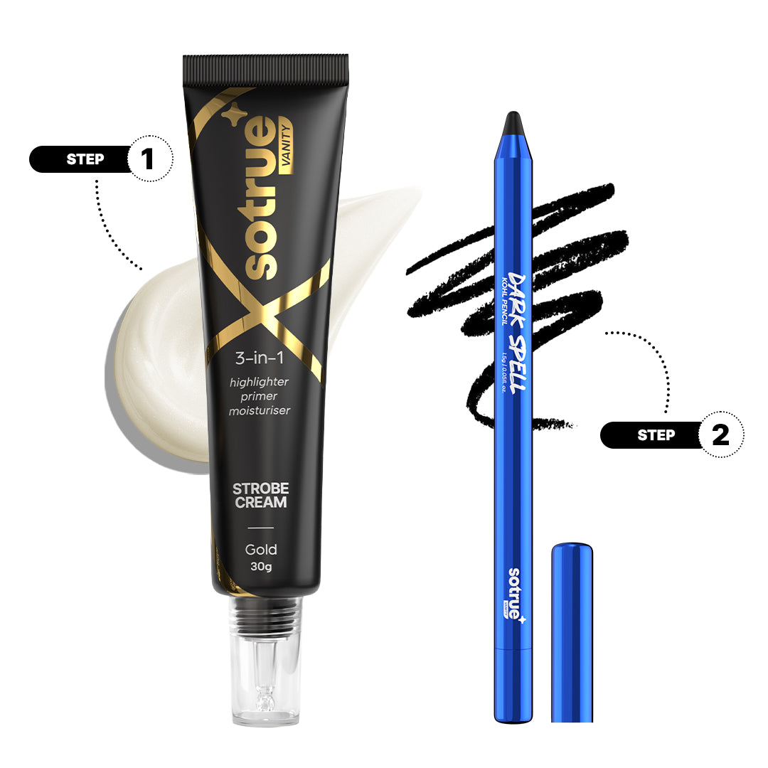 Glow & Define Combo | Strobe Cream & Kohl Pencil | Gold