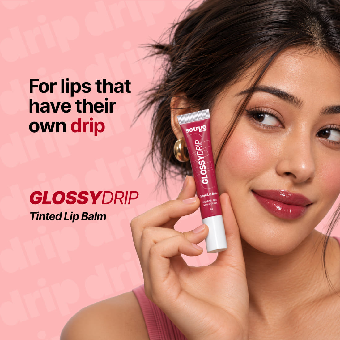 Sotrue Glossy Drip Tinted Lip Balm | Juicy Glossy Finish & Lip-Hydration | Non-Sticky Lip Balm for Pigmented, Dry, Chapped Lips