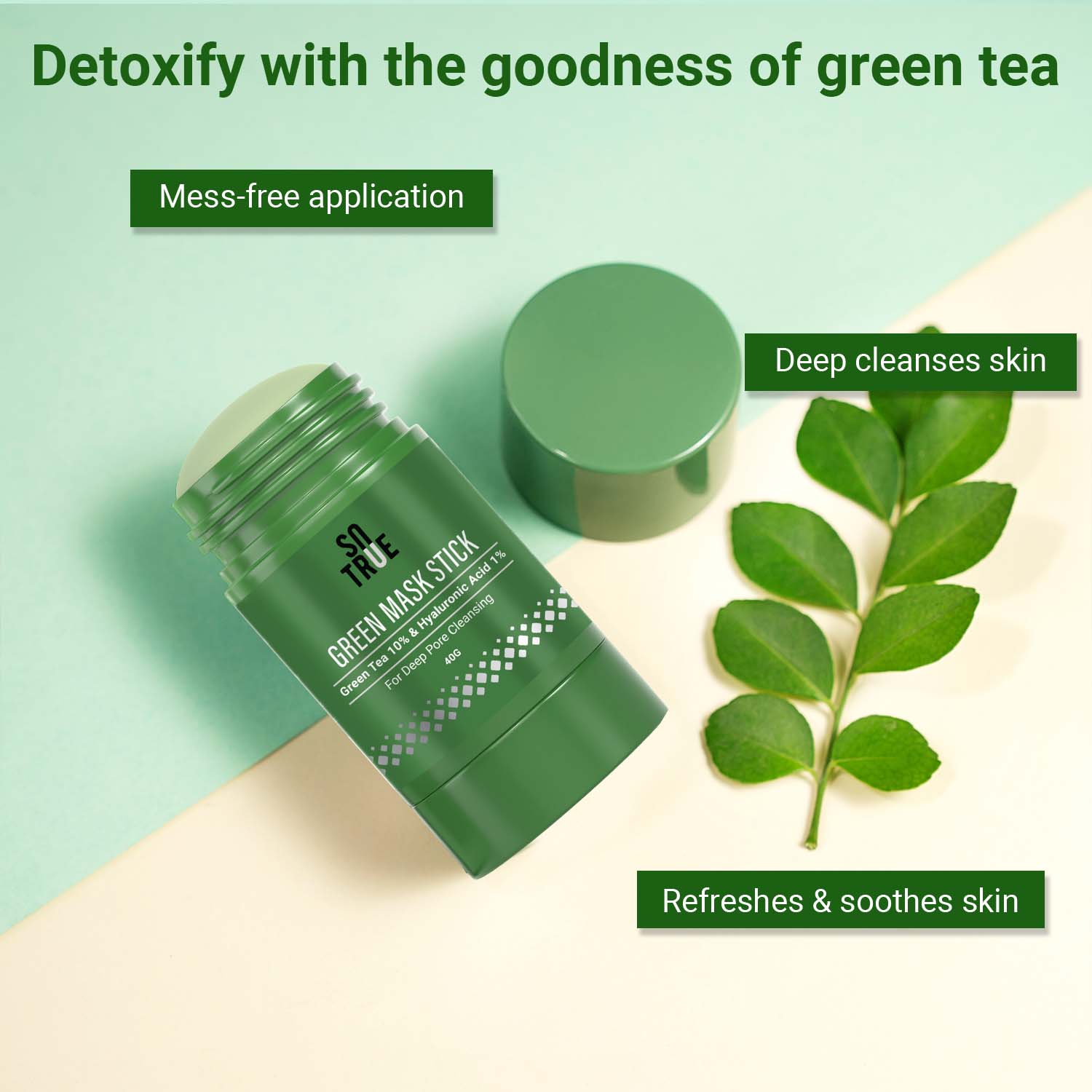 Green Tea Cleansing Face Mask Stick with Hyaluronic Acid 40 g