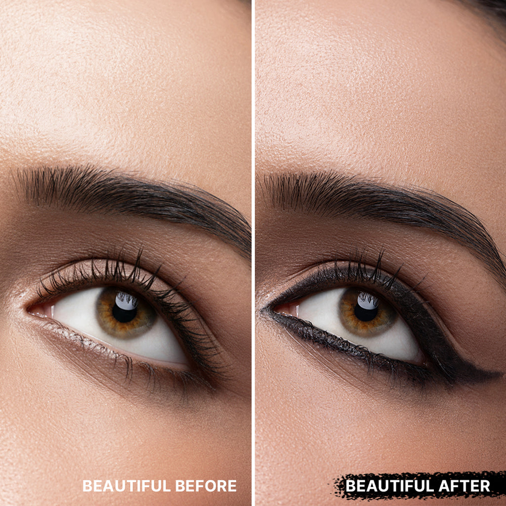 Eye look achieved with Sotrue Dark Spell Kohl Kajal Pencil on the waterline