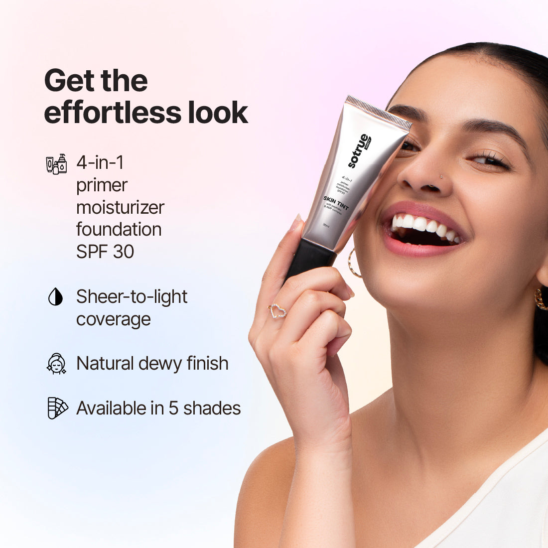Sotrue Glow-up Combo | Blurify Filter Primer + 4-in-1 Skin Tint + Strobe Cream + Dark Spell Kohl Kajal