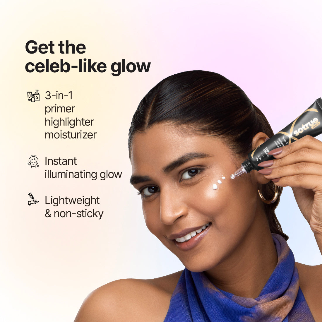 Sotrue Glow-up Combo | Blurify Filter Primer + 4-in-1 Skin Tint + Strobe Cream + Dark Spell Kohl Kajal
