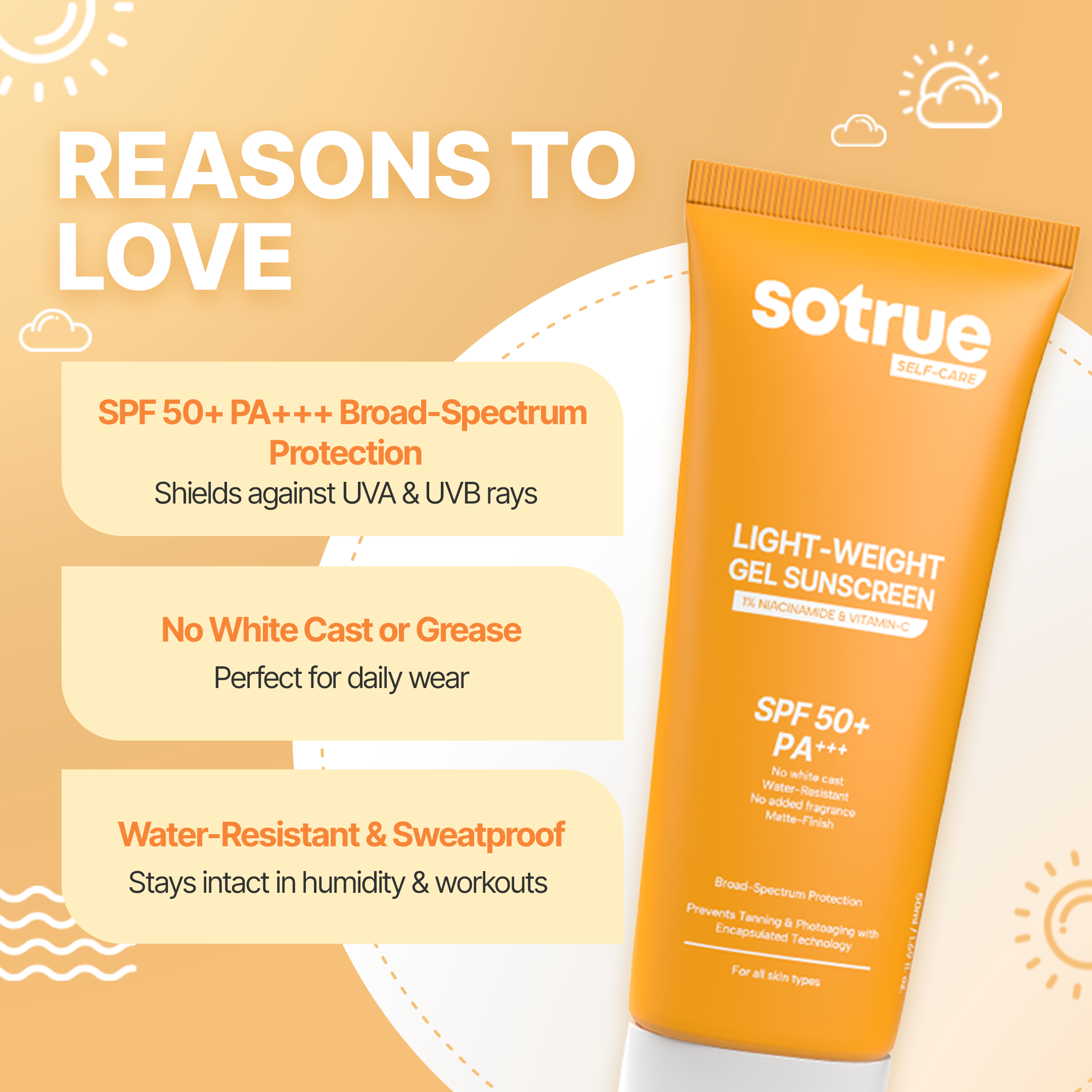 Lightweight Gel Sunscreen | SPF 50+ PA+++ | 50ml