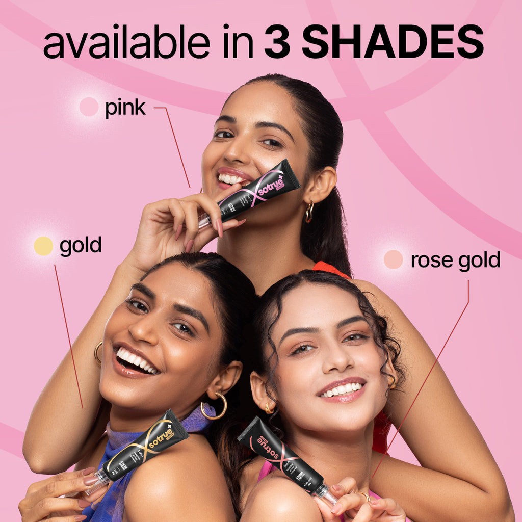 Sotrue Strobe Cream shade comparison: Pink, Gold, and Rose Gold