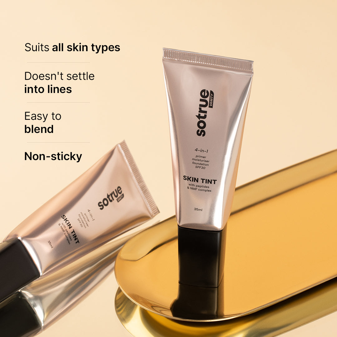 Sotrue 4-in-1 Skin Tint 35ml - suits all skin types, does not settle into lines, easy to blend and non-sticky, two tubes shown