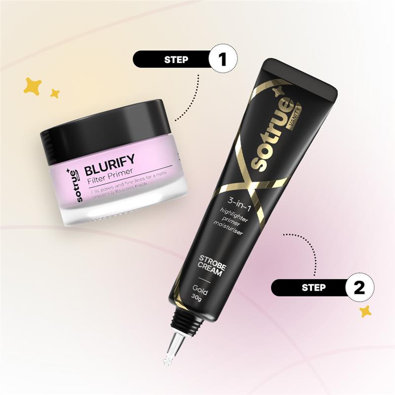 Prep & Glow Combo | Blurify Filter Primer & Strobe Cream (Gold)