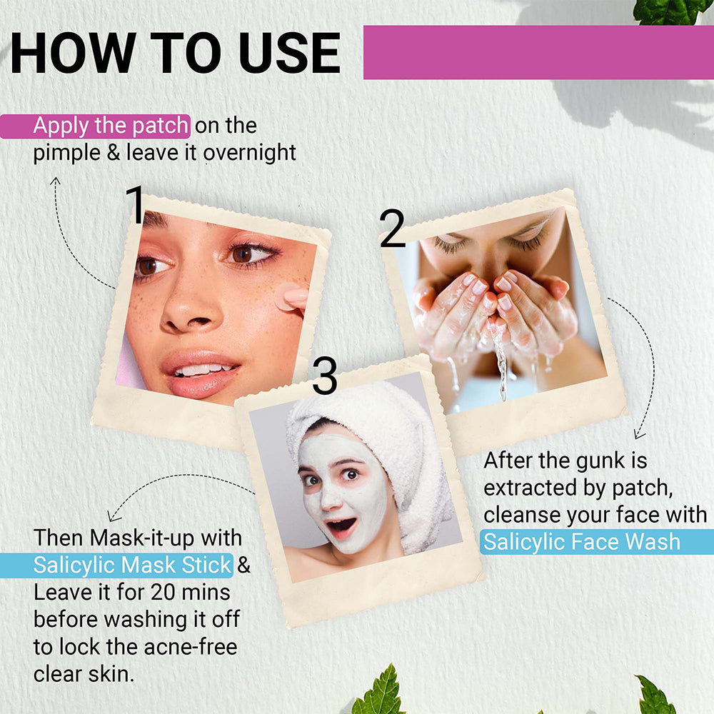 Acne Expert Kit | Acne Pimple Patch (2% Salicylic Acid & AHA Facewash, Salicylic Acid Mask Stick)